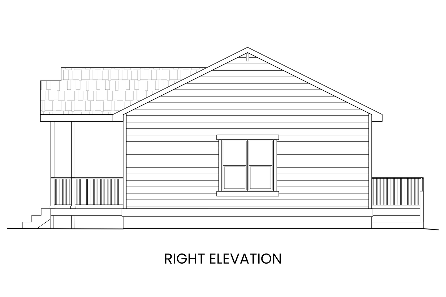 Aspen's right-side elevation highlighting its classic Craftsman charm and efficient proportions.