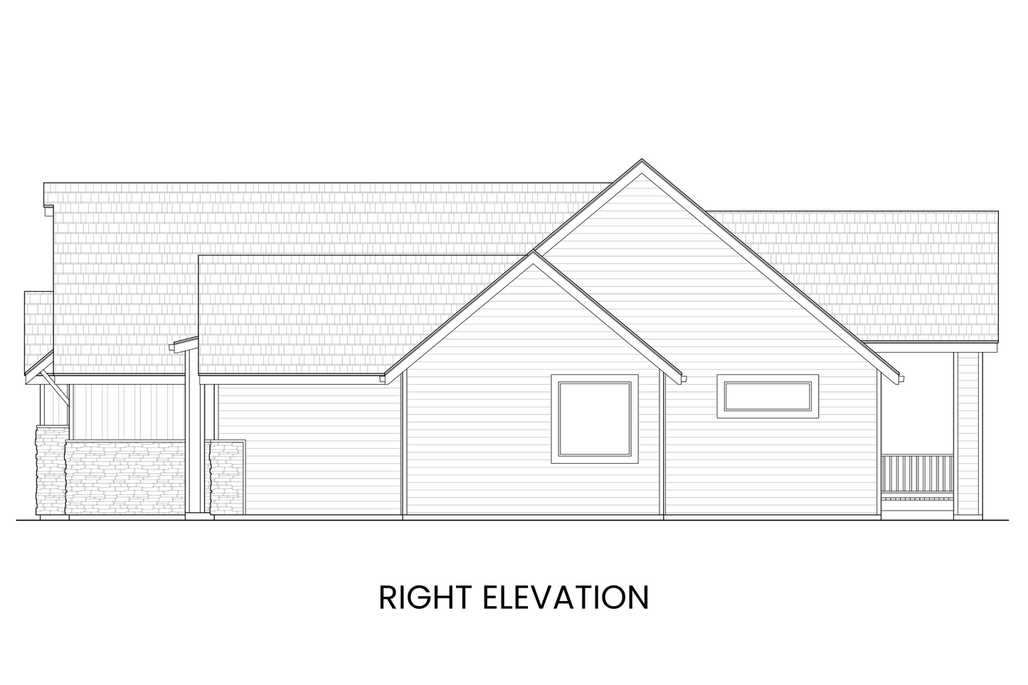 Side view of modern farmhouse details and optional daylight basement