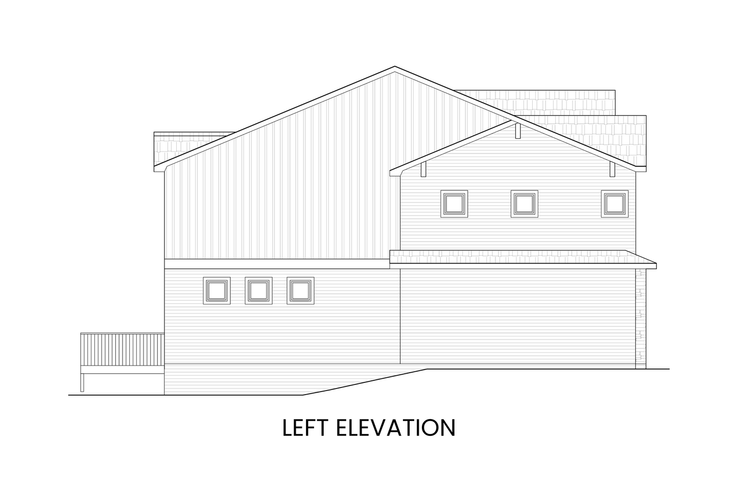 Left side view emphasizing the modern townhome plan's depth and overall structure.