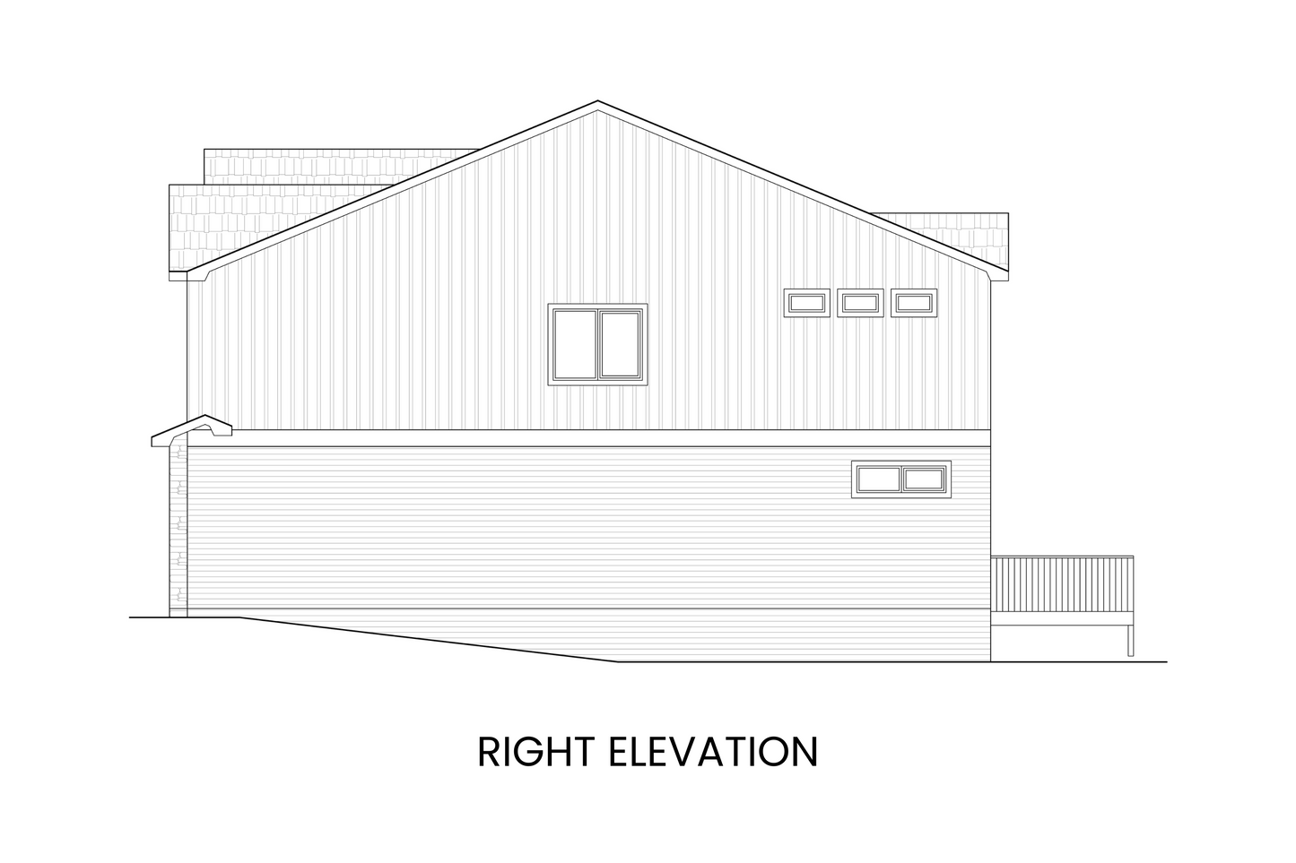 Right side view emphasizing the modern townhome plan's depth and overall structure.