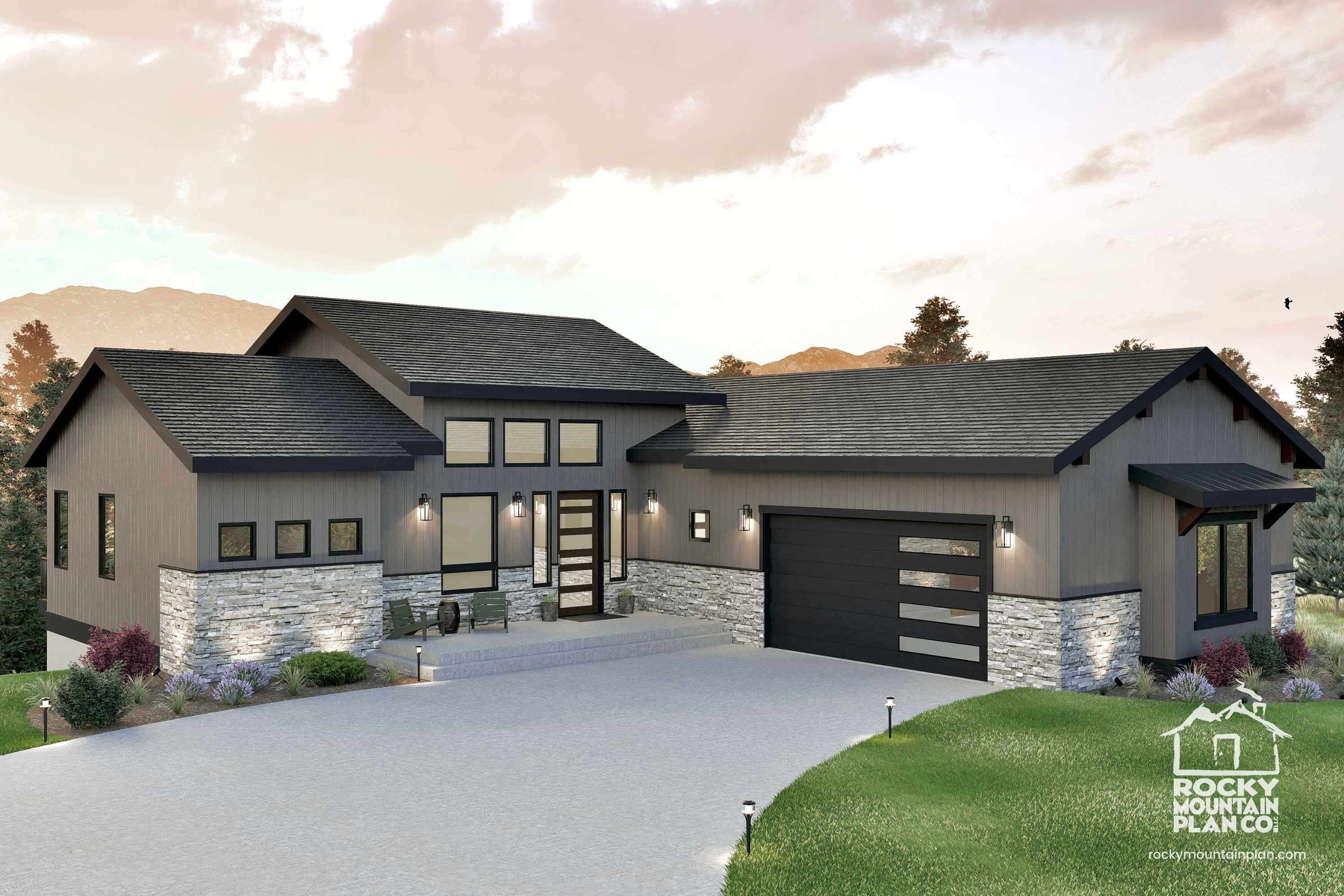 Sloped-lot mountain home with walkout basement and rear deck