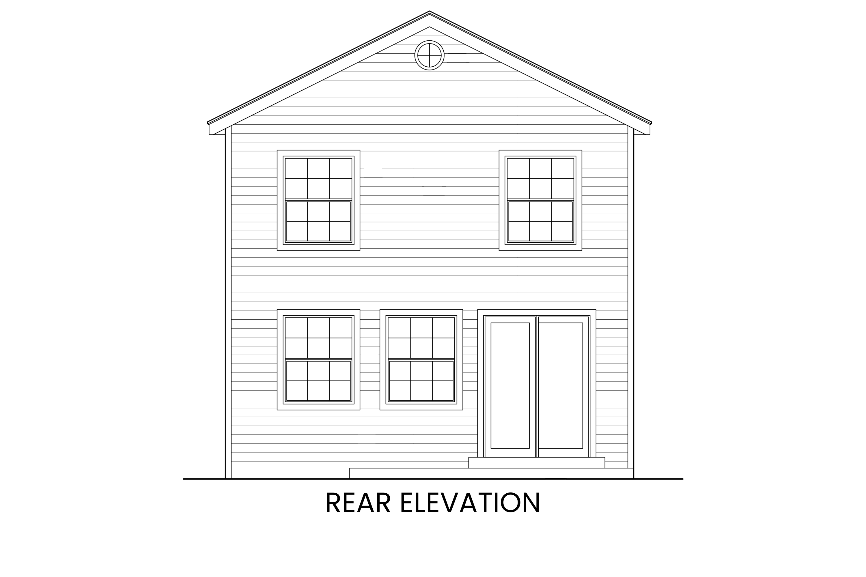 Rear exterior highlighting the uncovered patio and rear-facing primary suite windows.