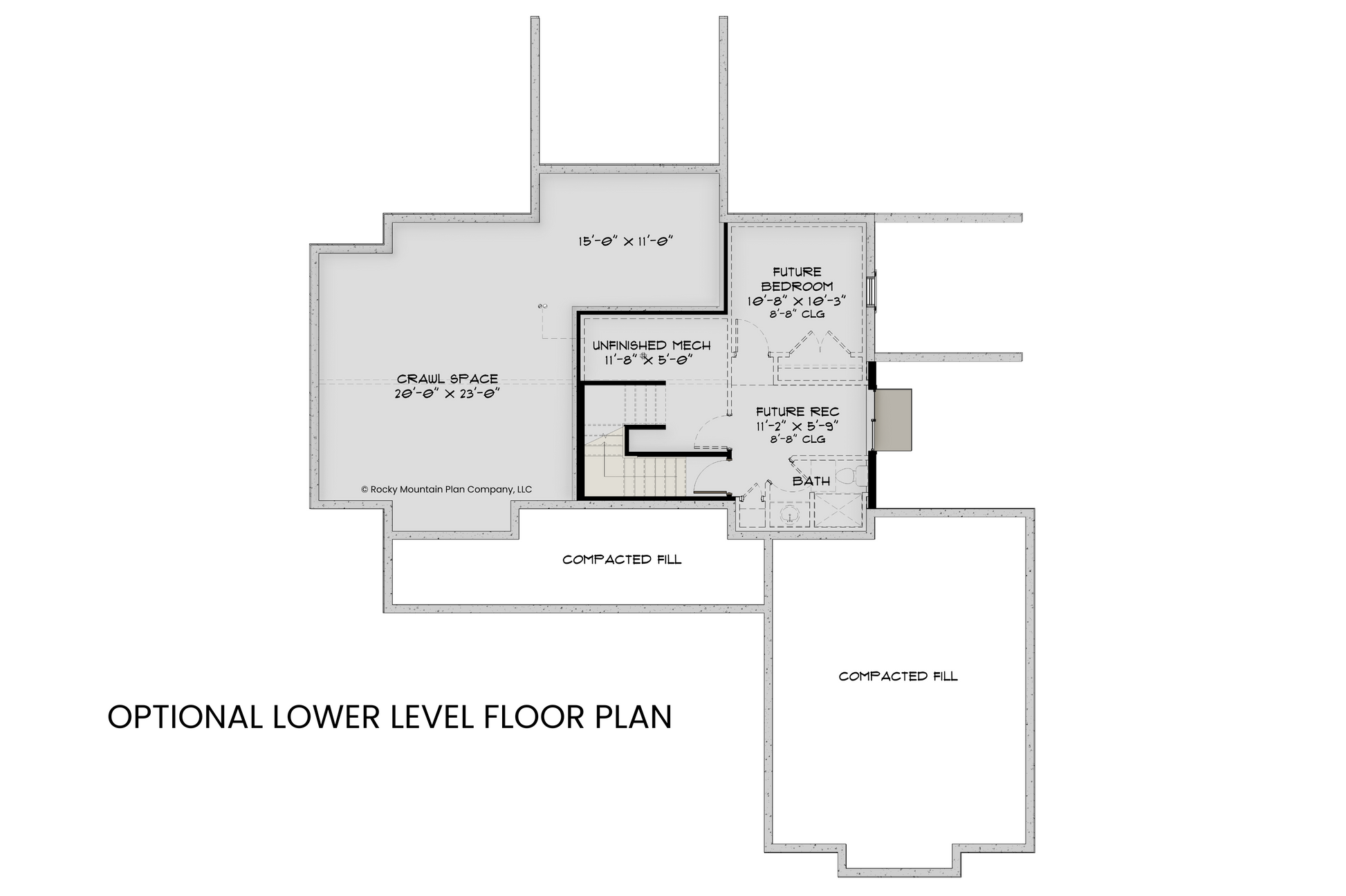 Cabin-Plan-with-Front-Porch-and-View-Lower-Level-Floor-Plan-Rocky-Mountain-Plan-Company-Lake-Agnes