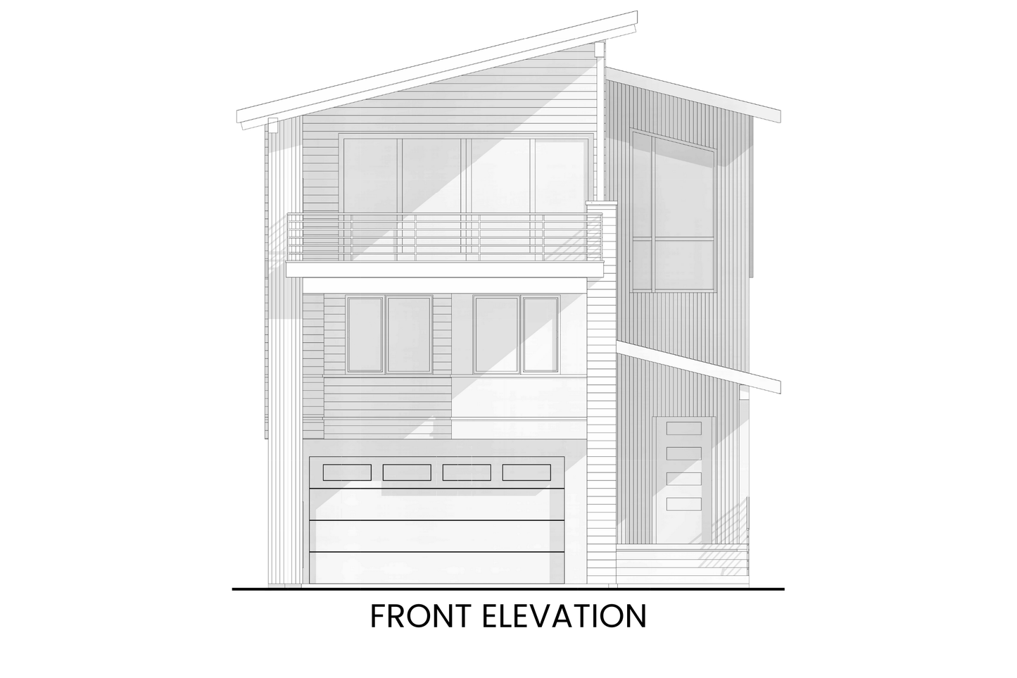 Contemporary-Drive-Under-House-Plan-for-Narrow-Sites-Front-Elevation-Rocky-Mountain-Plan-Company-Goldfinch