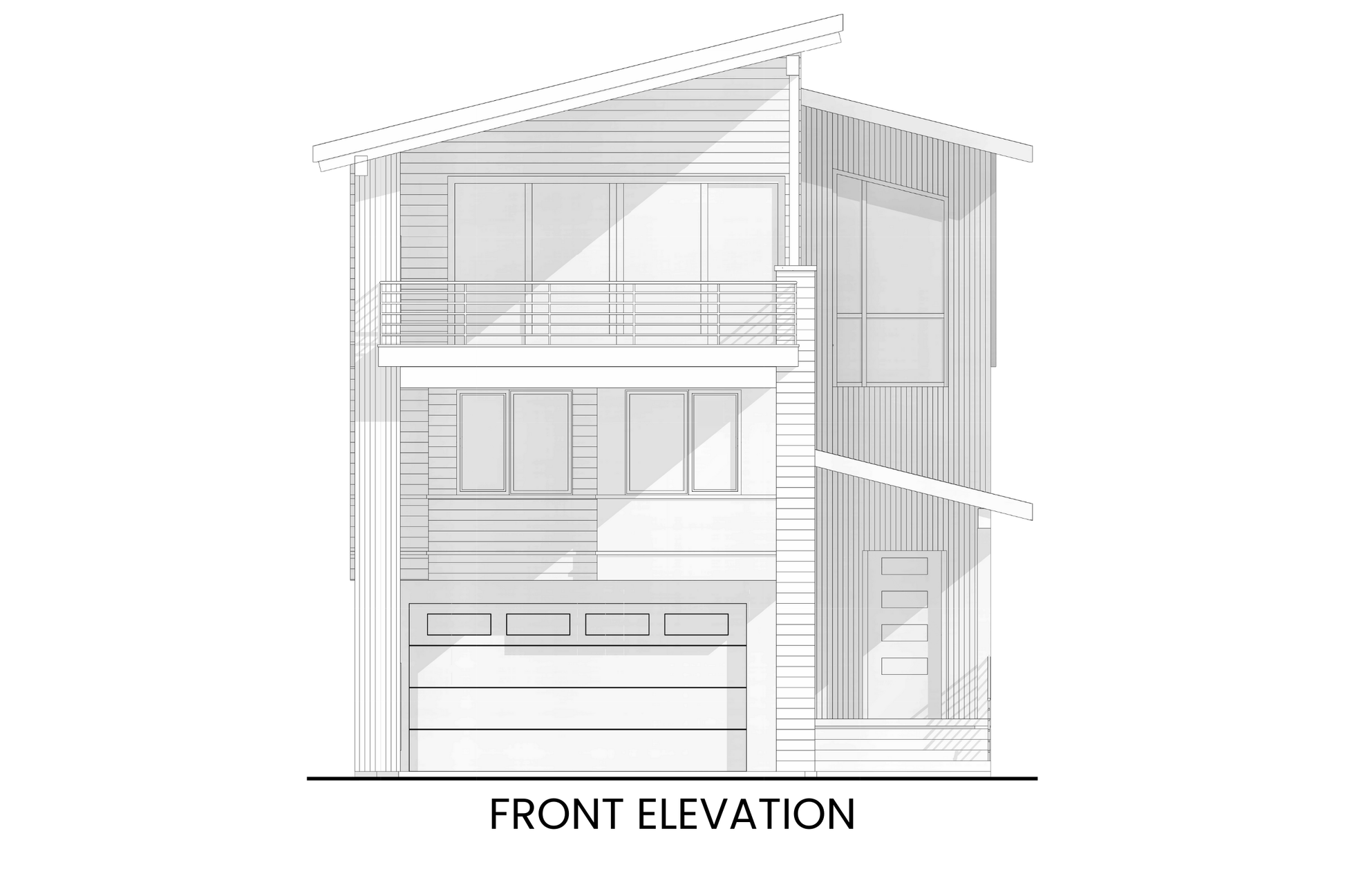 Contemporary-Drive-Under-House-Plan-for-Narrow-Sites-Front-Elevation-Rocky-Mountain-Plan-Company-Goldfinch