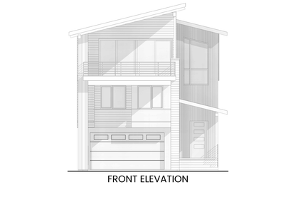 Contemporary-Drive-Under-House-Plan-for-Narrow-Sites-Front-Elevation-Rocky-Mountain-Plan-Company-Goldfinch