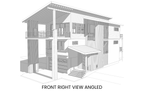 Contemporary-Drive-Under-House-Plan-for-Narrow-Sites-Front-Right-View-Rocky-Mountain-Plan-Company-Goldfinch