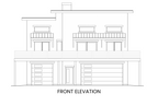 Front elevation of Bearberry showcasing its contemporary shed roof and three-car garage entrance.