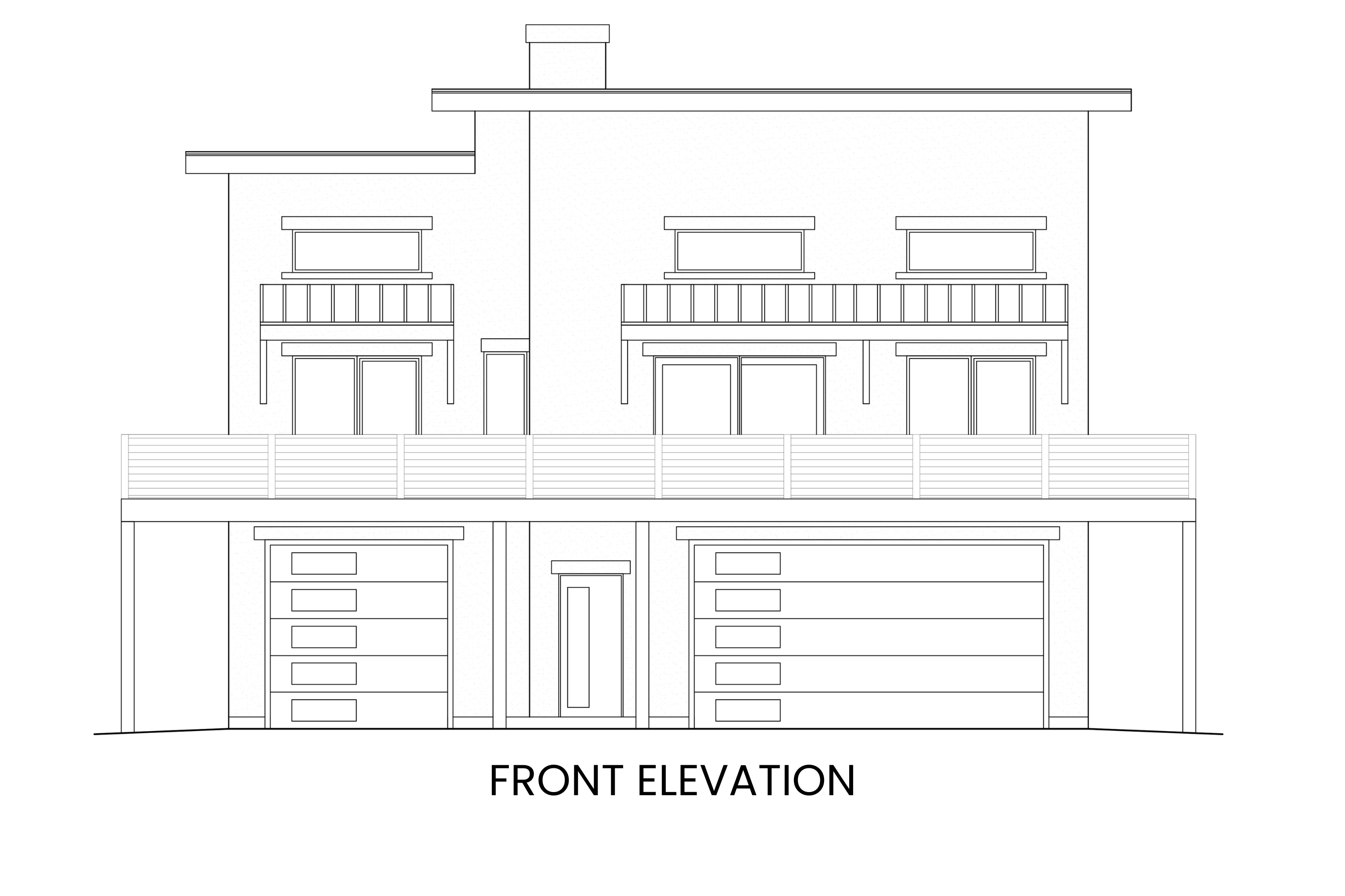 Front elevation of Bearberry showcasing its contemporary shed roof and three-car garage entrance.