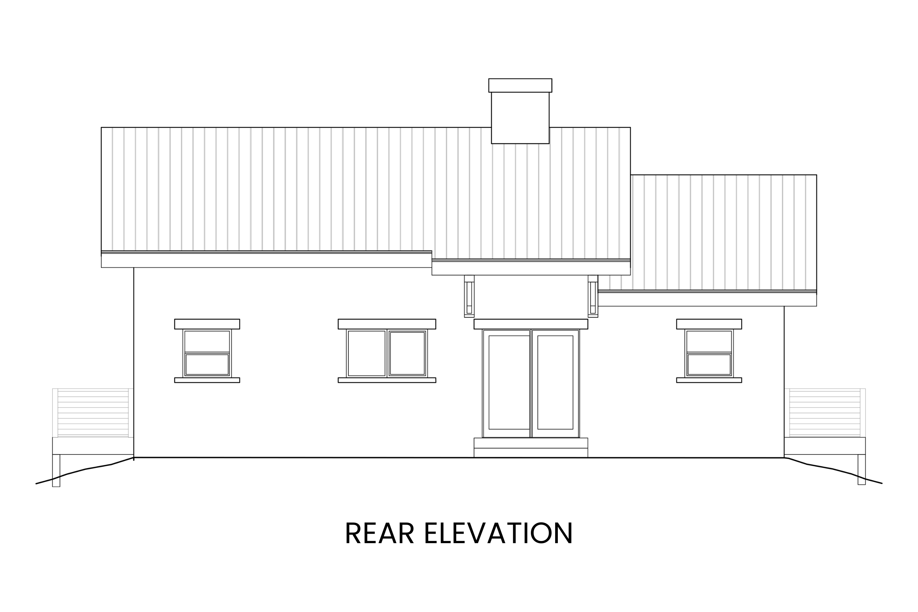Rear elevation of Bearberry, showcasing its contemporary shed roof and back door.