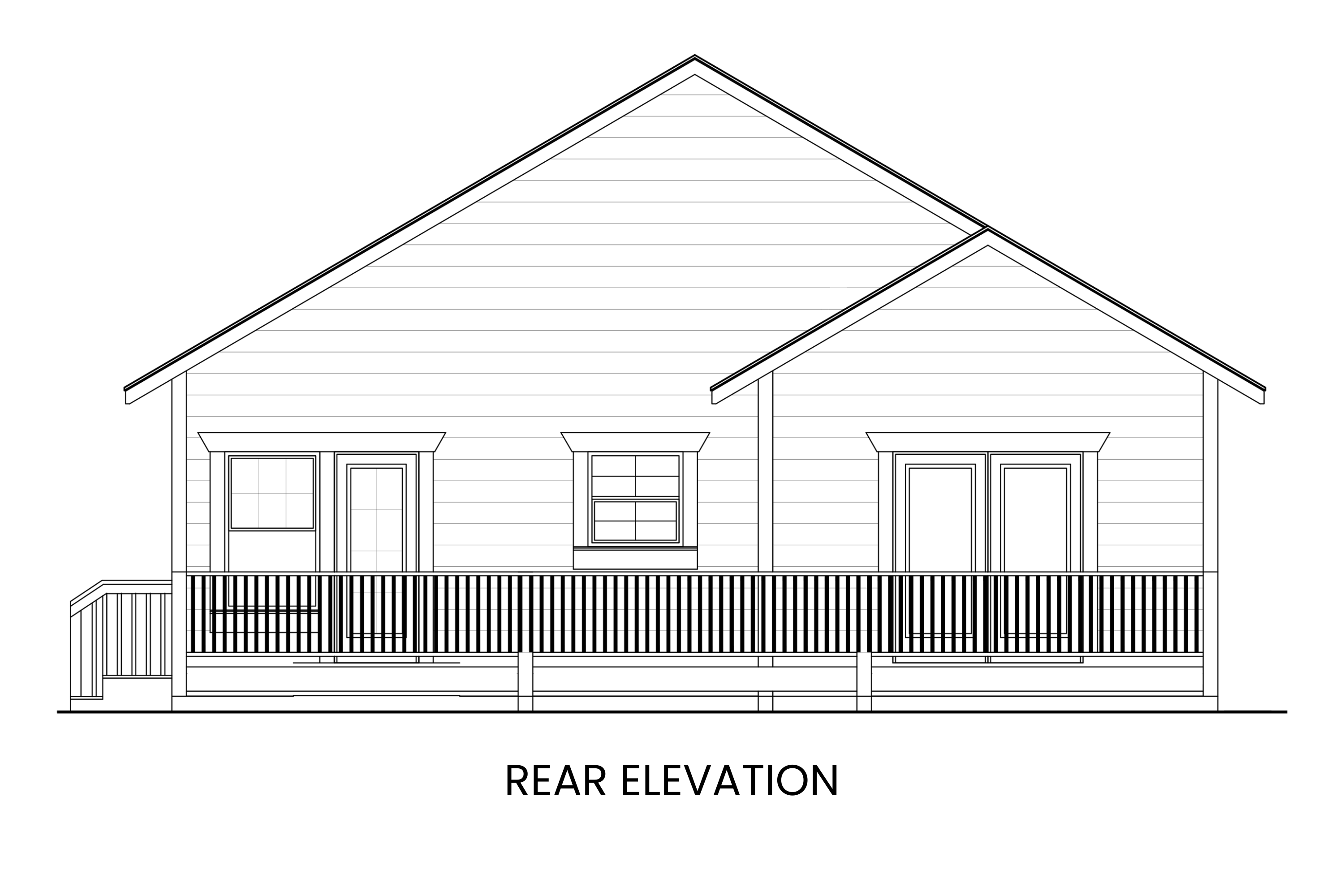 Craftsman-Cabin-Ranch-Plan-with-Three-Bedrooms-Rear-Elevation-Imogene-Lake