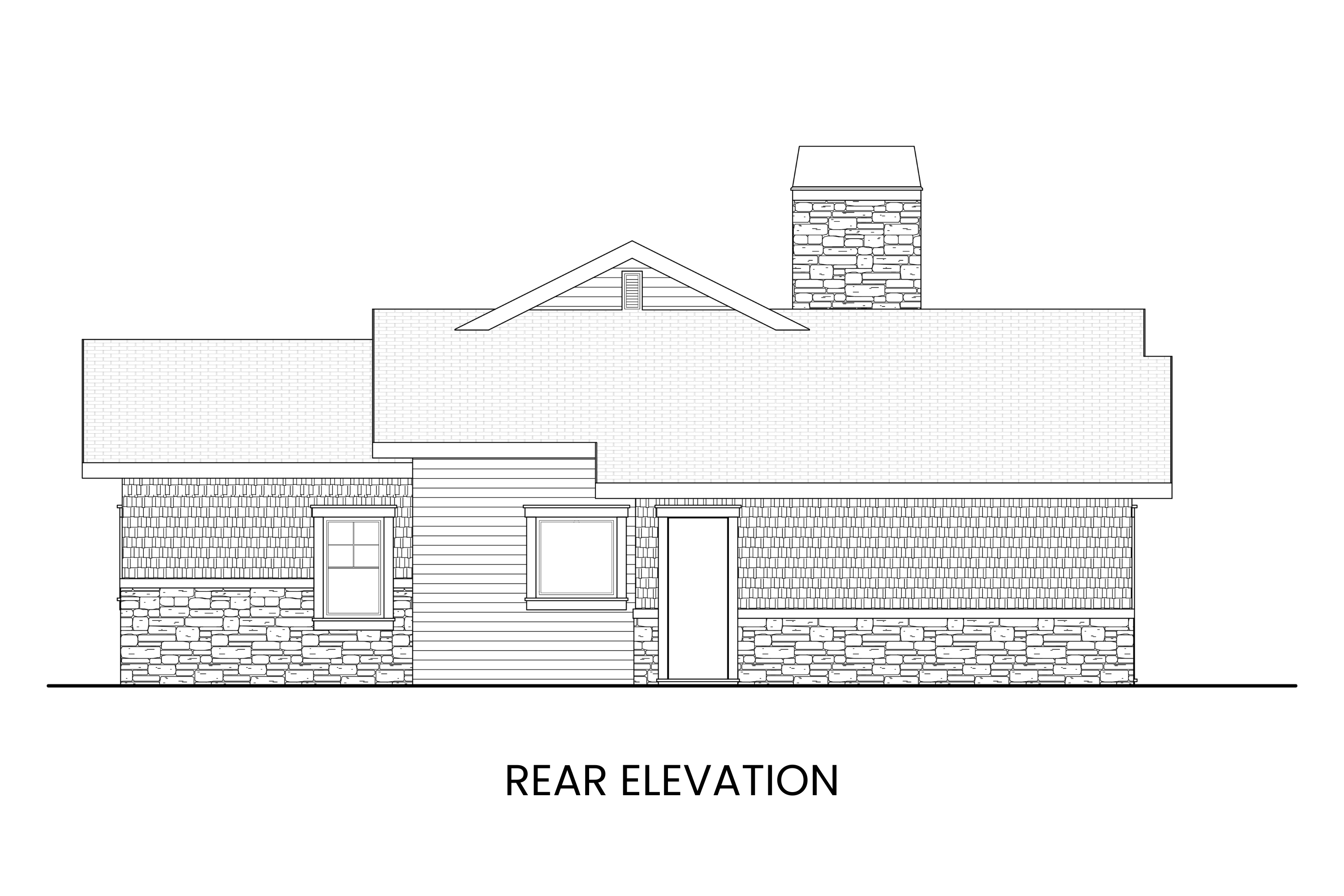 Craftsman-Courtyard-Ranch-Plan-Rear-Elevation-Rocky-Mountain-Plan-Company-Sequoia