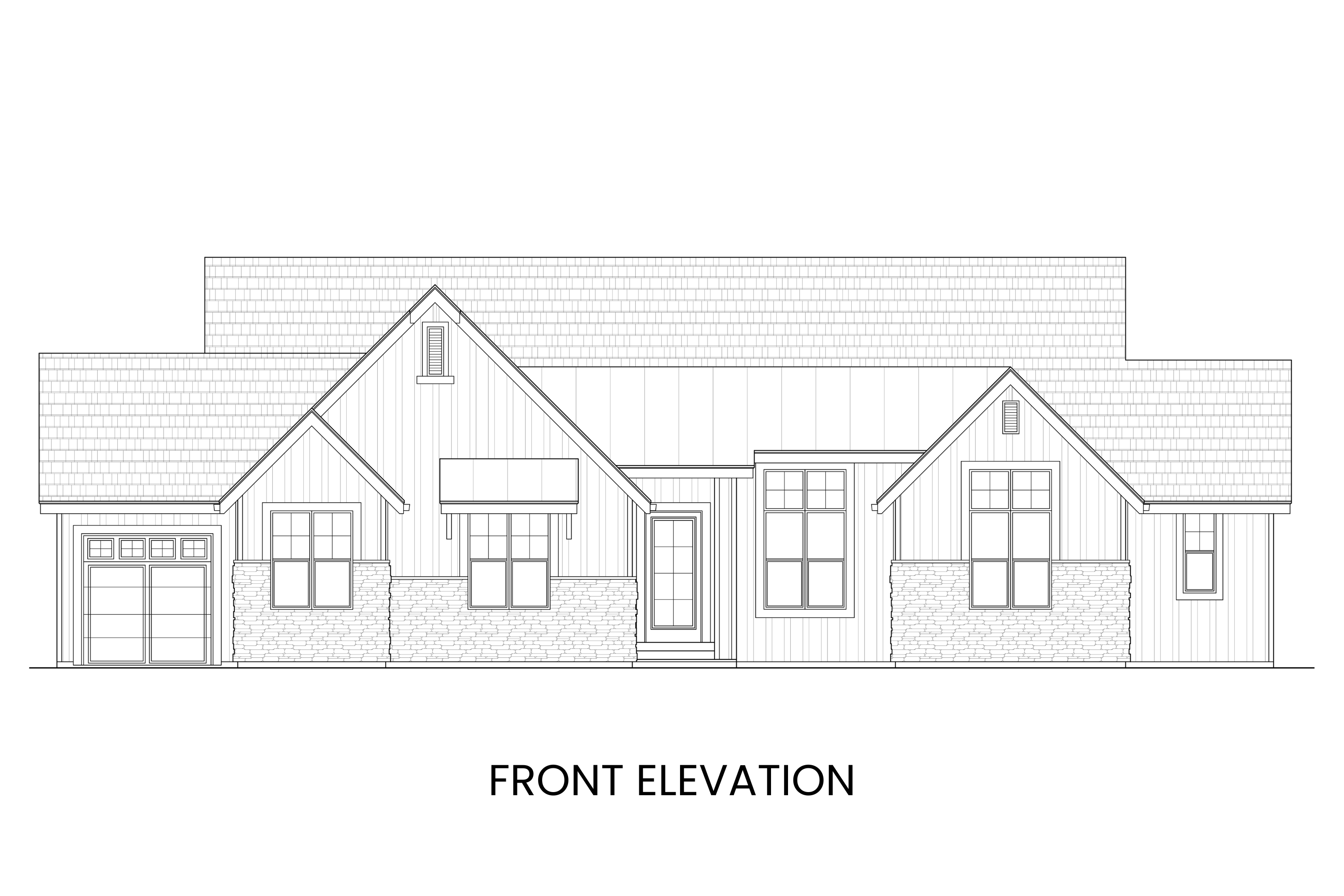 Front view showcasing modern farmhouse design and three-car garage