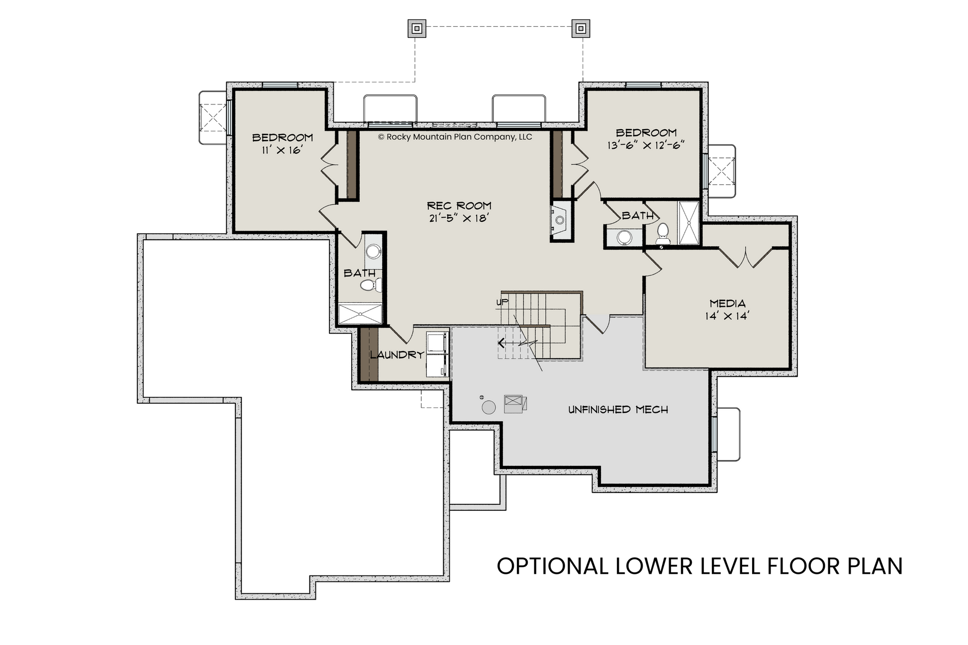 Four-Bedroom-Modern-Farmhouse-Ranch-Plan-Lower-Level-Floor-Plan-Rocky-Mountain-Plan-Company-Beech