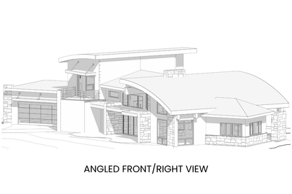Luxe-Contemporary-House-Plan-with-Upper-Level-Primary-Suite-Front-Right-View-Rocky-Mountain-Plan-Company-Mount-Werner