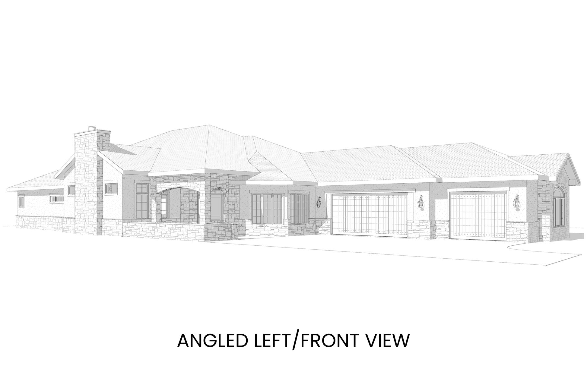 Luxe-Ranch-Home-Plan-with-Lower-Level-Expansion-Left-Front-View-Rocky-Mountain-Plan-Company-Desert-Marigold