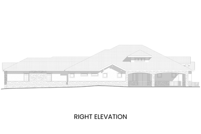 Luxe-Ranch-Home-Plan-with-Lower-Level-Expansion-Right-Elevation-Rocky-Mountain-Plan-Company-Desert-Marigold