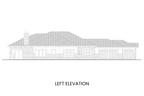 Left side elevation of the Fairchild Mountain plan showing the three-car garage with courtyard entry and Tuscan arches.