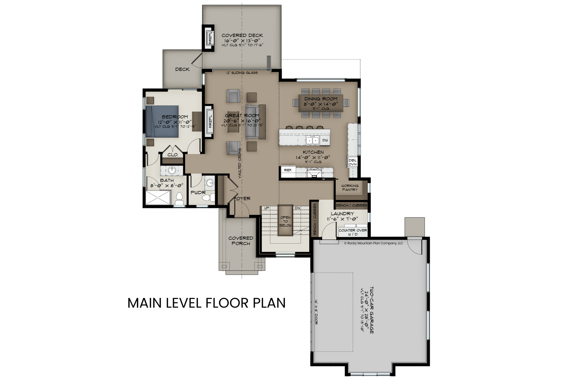 Modern Cabin Plan Main Level Floor Plan Rocky Mountain Plan Company Arctic Lupine