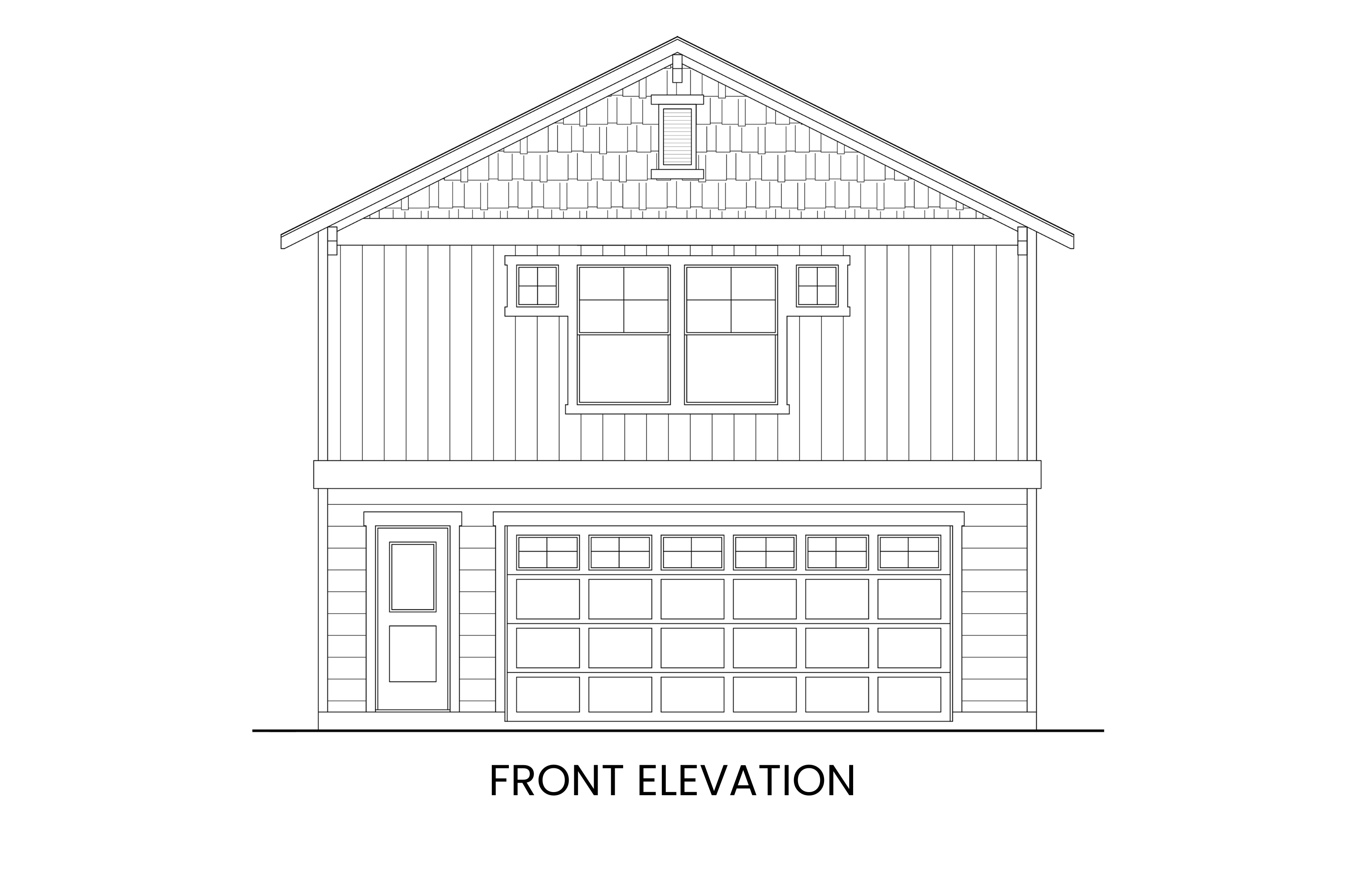 Front elevation of the Bluebird carriage house showing modern farmhouse detailing and garage entry.