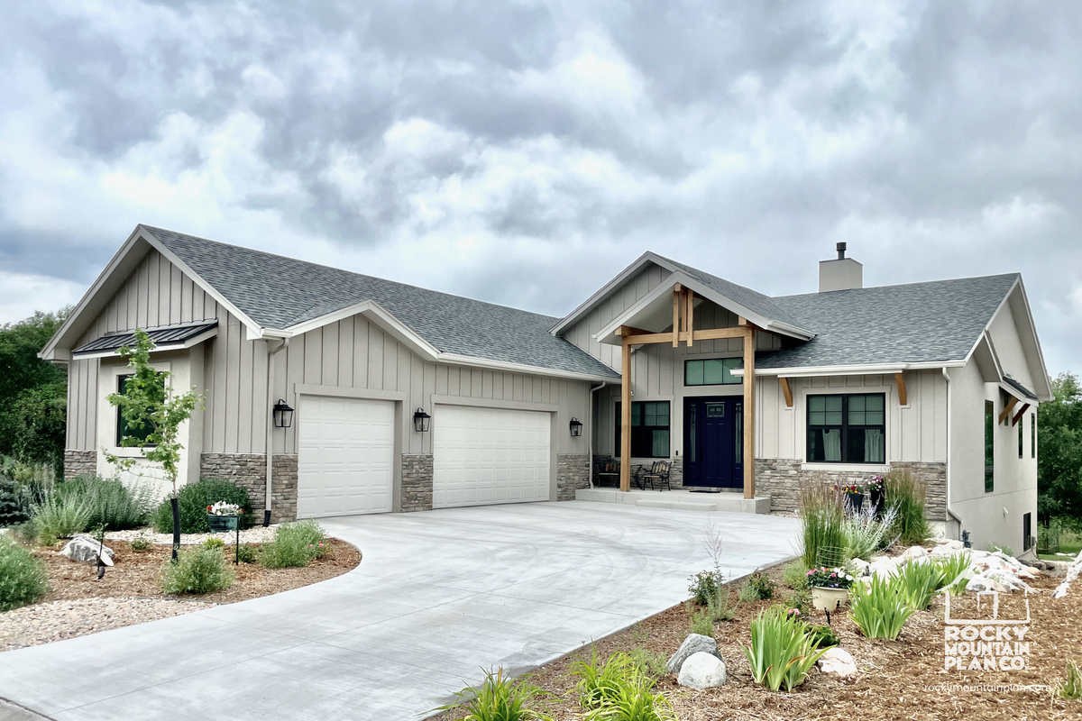 Modern Ranch Lodge Design Modern Lodge Farmhouse Ranch Plan with Lower Level Expansion ...