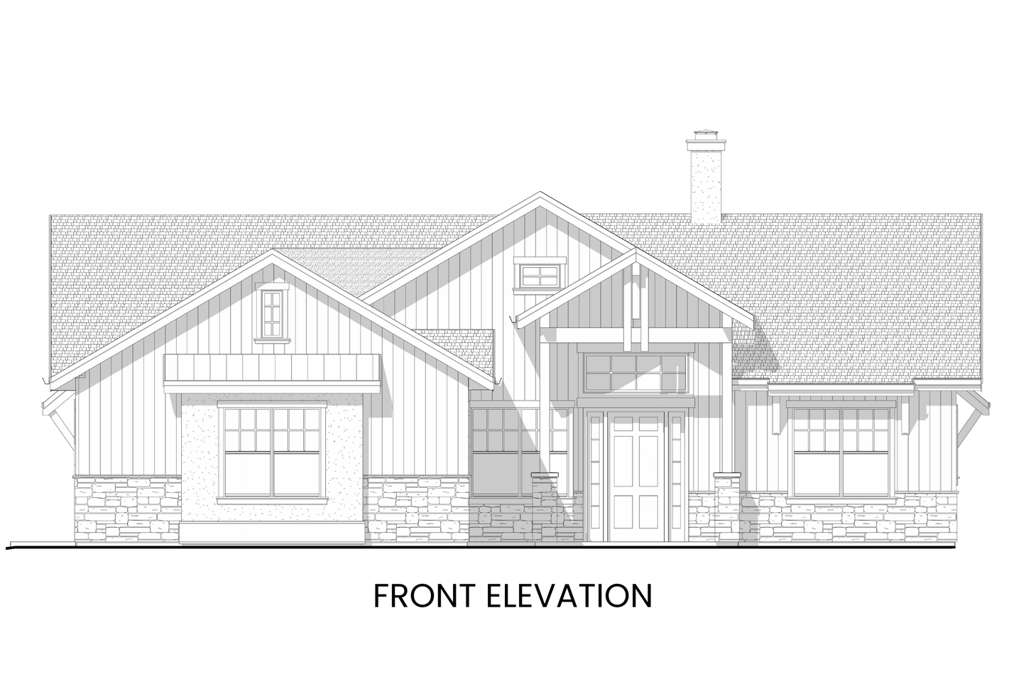 Modern-Lodge-Farmhouse-Ranch-Plan-with-Lower-Level-Expansion-Front-Elevation-Rocky-Mountain-Plan-Company-Lodgepole