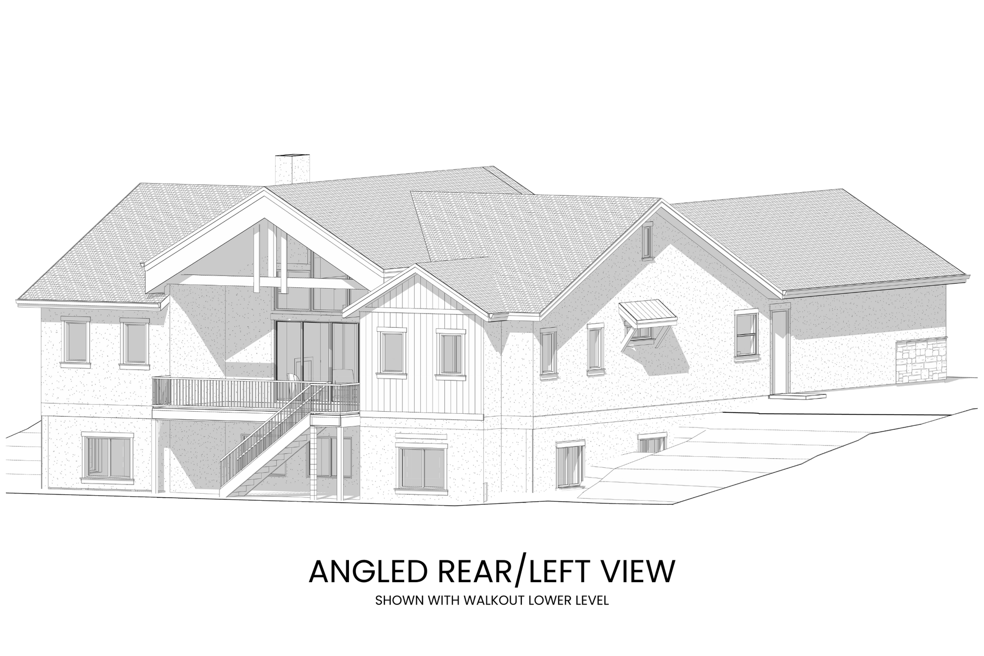 Modern-Lodge-Farmhouse-Ranch-Plan-with-Lower-Level-Expansion-Rear-Left-View-Rocky-Mountain-Plan-Company-Lodgepole