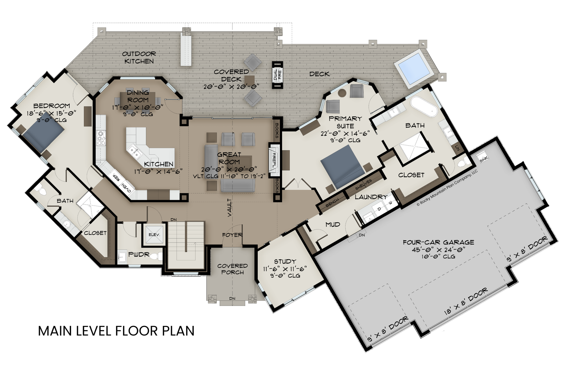Spacious 2,471 sq ft layout with a vaulted great room, luxury primary suite, study, and 4-car garage.