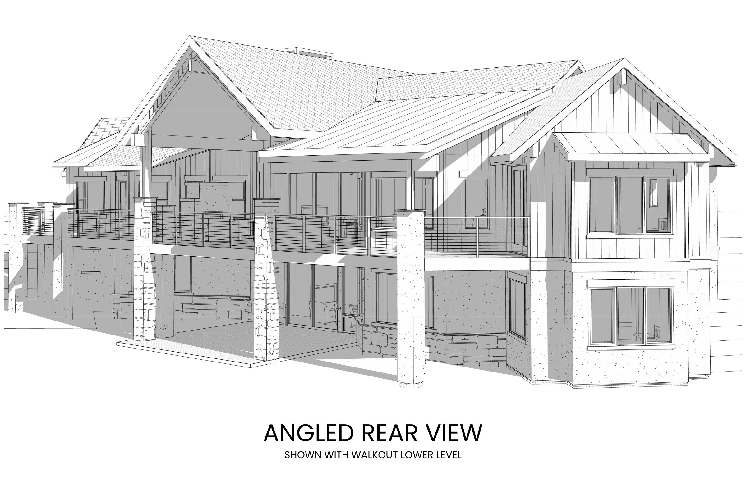 Modern-Lodge-Hillside-House-Plan-Rear-View-Rocky-Mountain-Plan-Company-Wolf-Mountain
