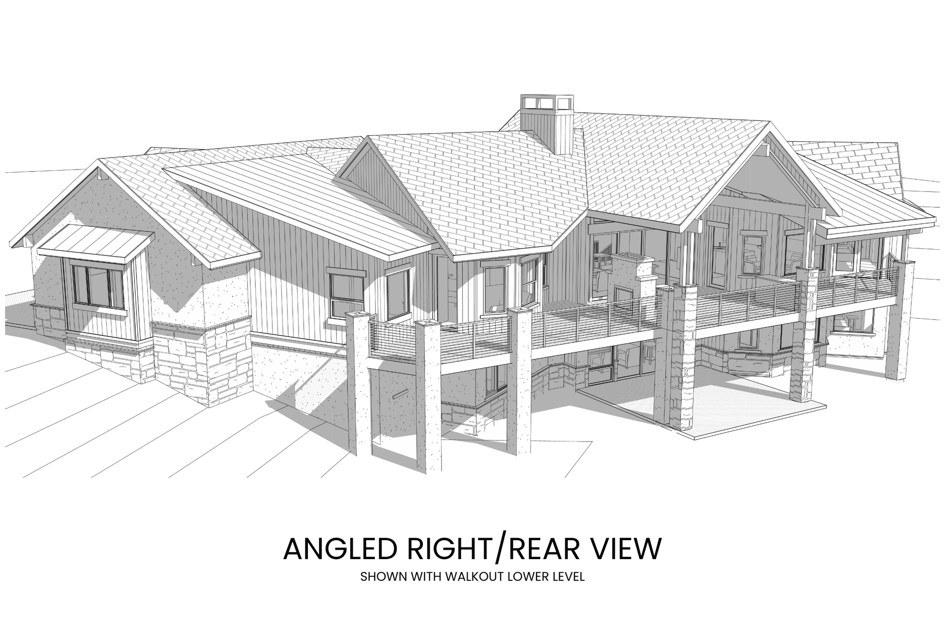 Modern-Lodge-Hillside-House-Plan-Right-Rear-View-Rocky-Mountain-Plan-Company-Wolf-Mountain
