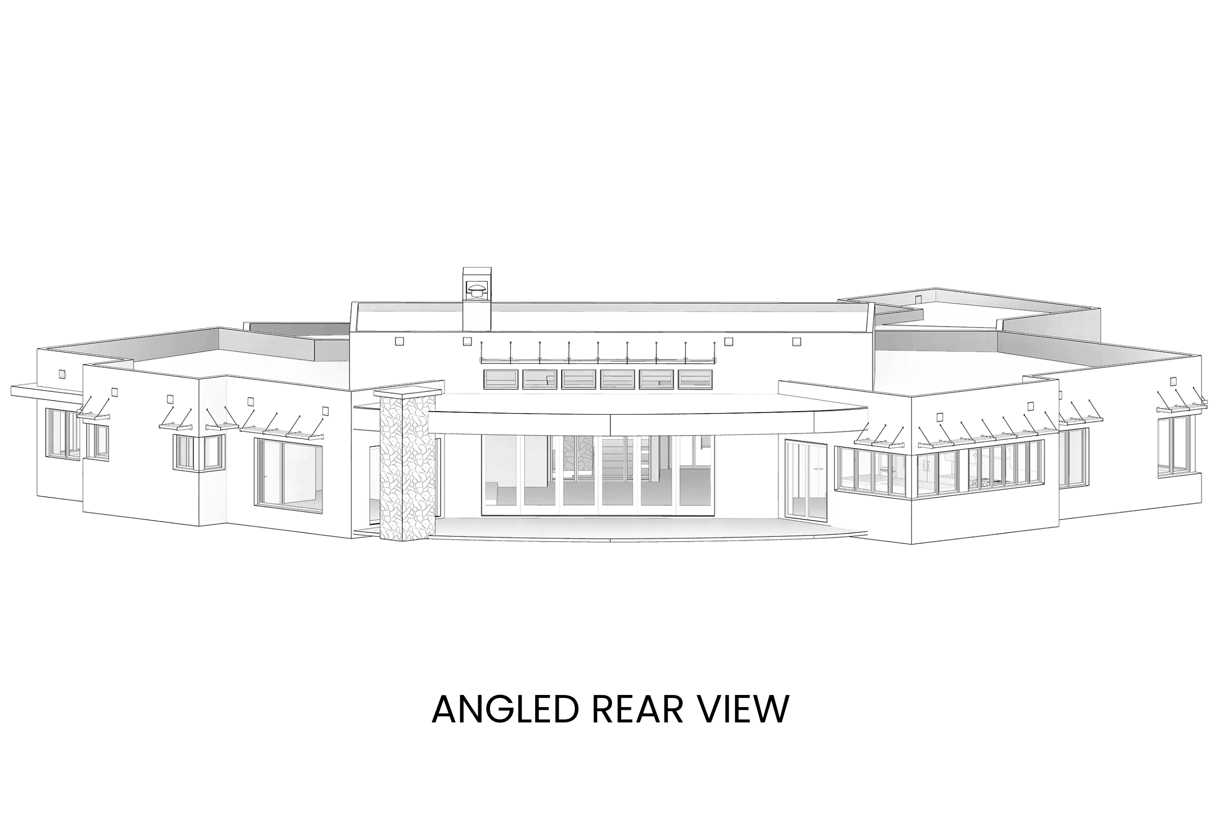 Modern-Minimalist-Ranch-Plan-for-Wide-Sites-Rear-View-Rocky-Mountain-Plan-Company-Crescent-Lake
