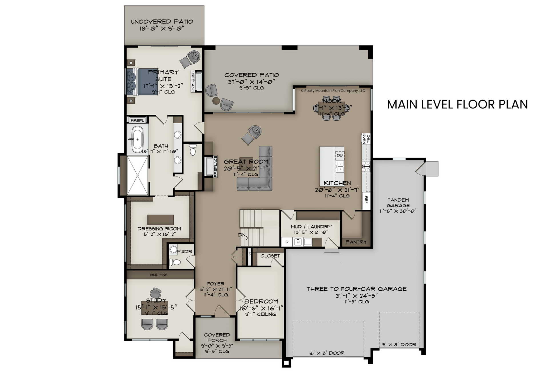 Modern-Prairie-Ranch-Plan-Main-Level-Floor-Plan-Rocky-Mountain-Plan-Company-Cypress