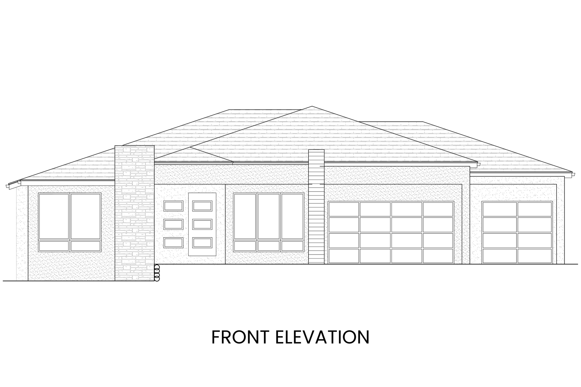 Modern Prairie Ranch Home Plan Front Elevation View Rocky Mountain Plan Company Cypress