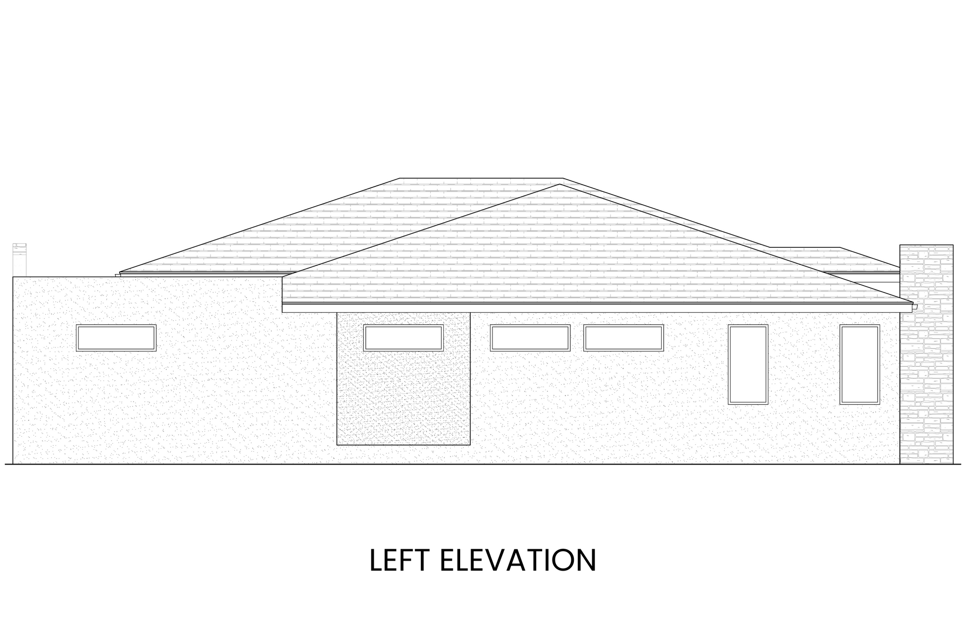 Modern Prairie Ranch Home Plan Left Elevation View Rocky Mountain Plan Company Cypress