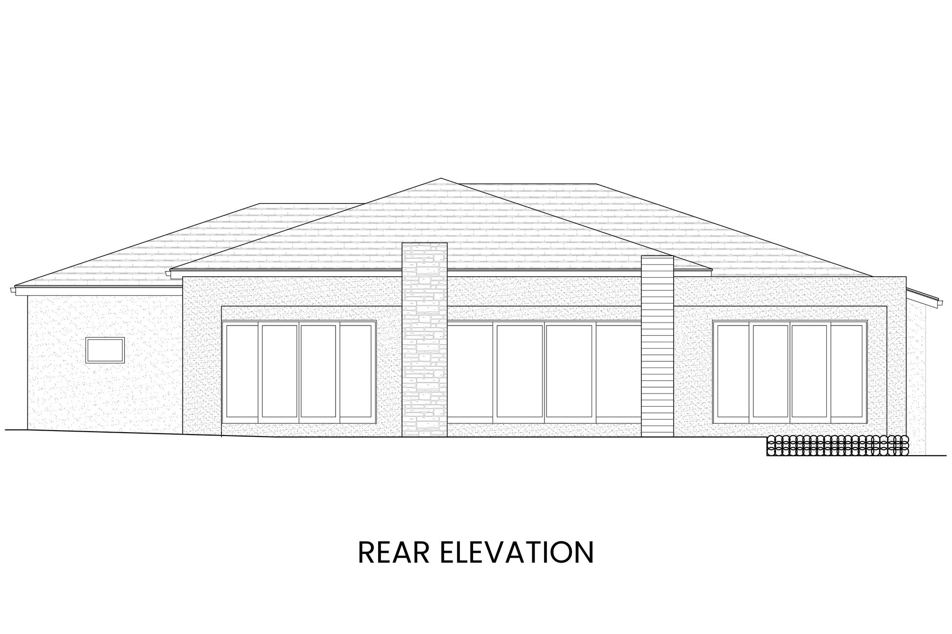 Modern Prairie Ranch Home Plan Rear Elevation View Rocky Mountain Plan Company Cypress