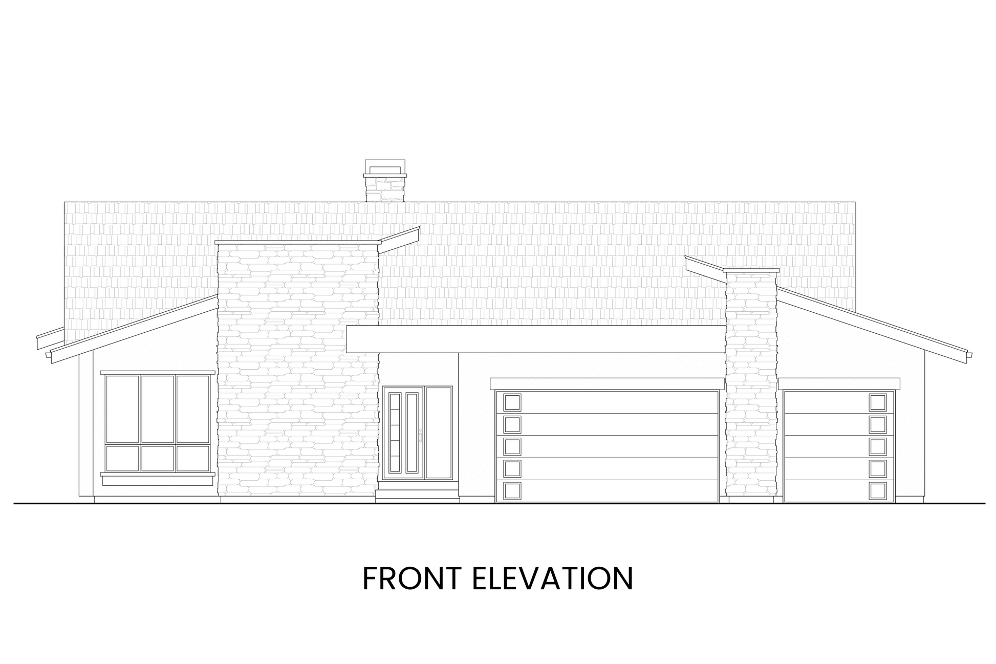 Front view showcasing Blue River, a modern house plan with contemporary architecture and a three-car garage
