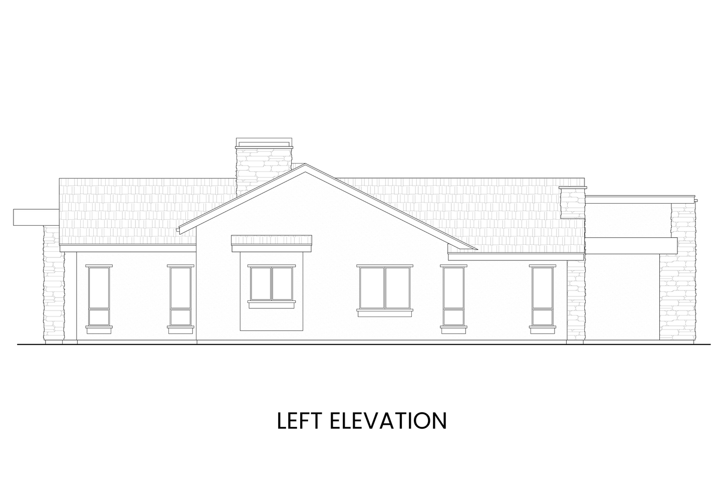 Side profile showing roofline angle of Blue River, a modern house plan
