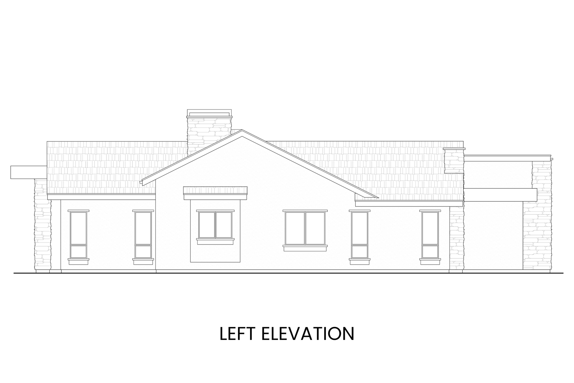 Side profile showing roofline angle of Blue River, a modern house plan