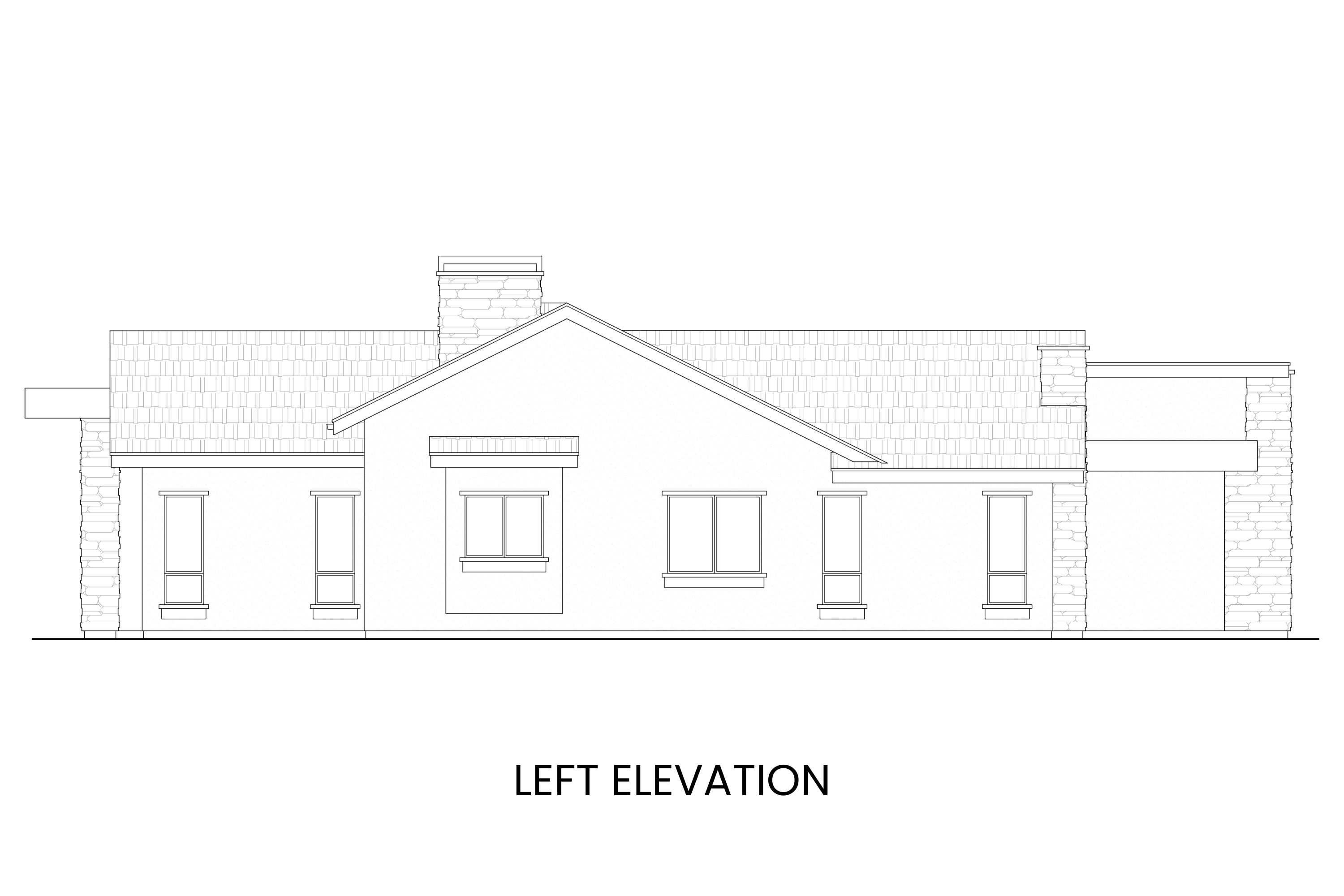 Side profile showing roofline angle of Blue River, a modern house plan