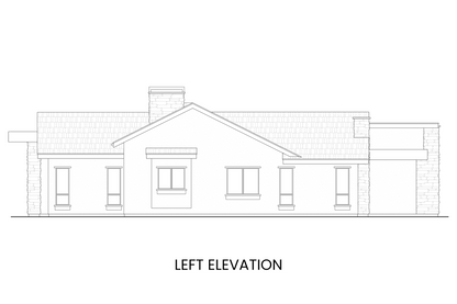 Side profile showing roofline angle of Blue River, a modern house plan