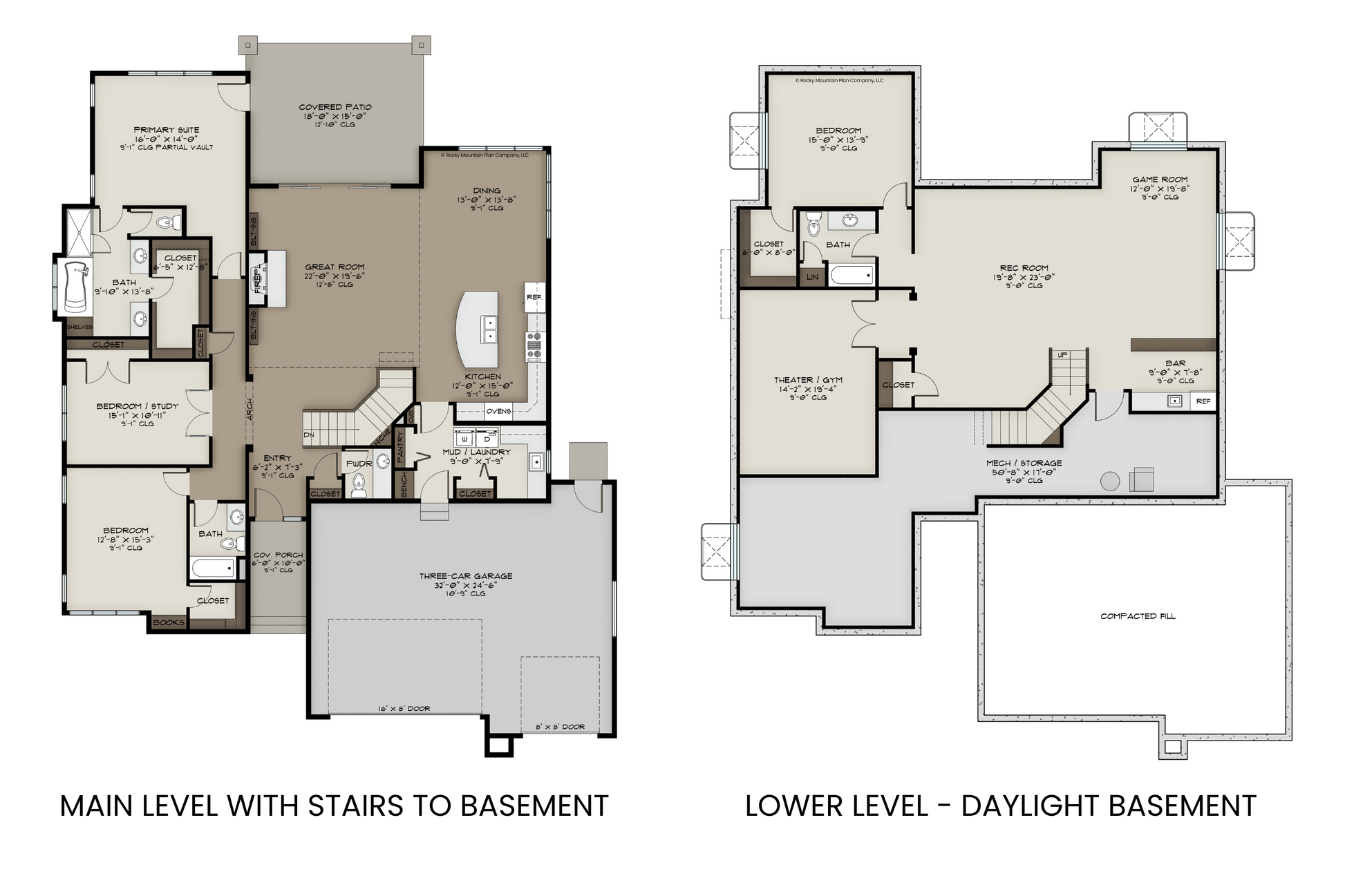 Daylight basement option with bedroom, bath, rec room, bar, and theater