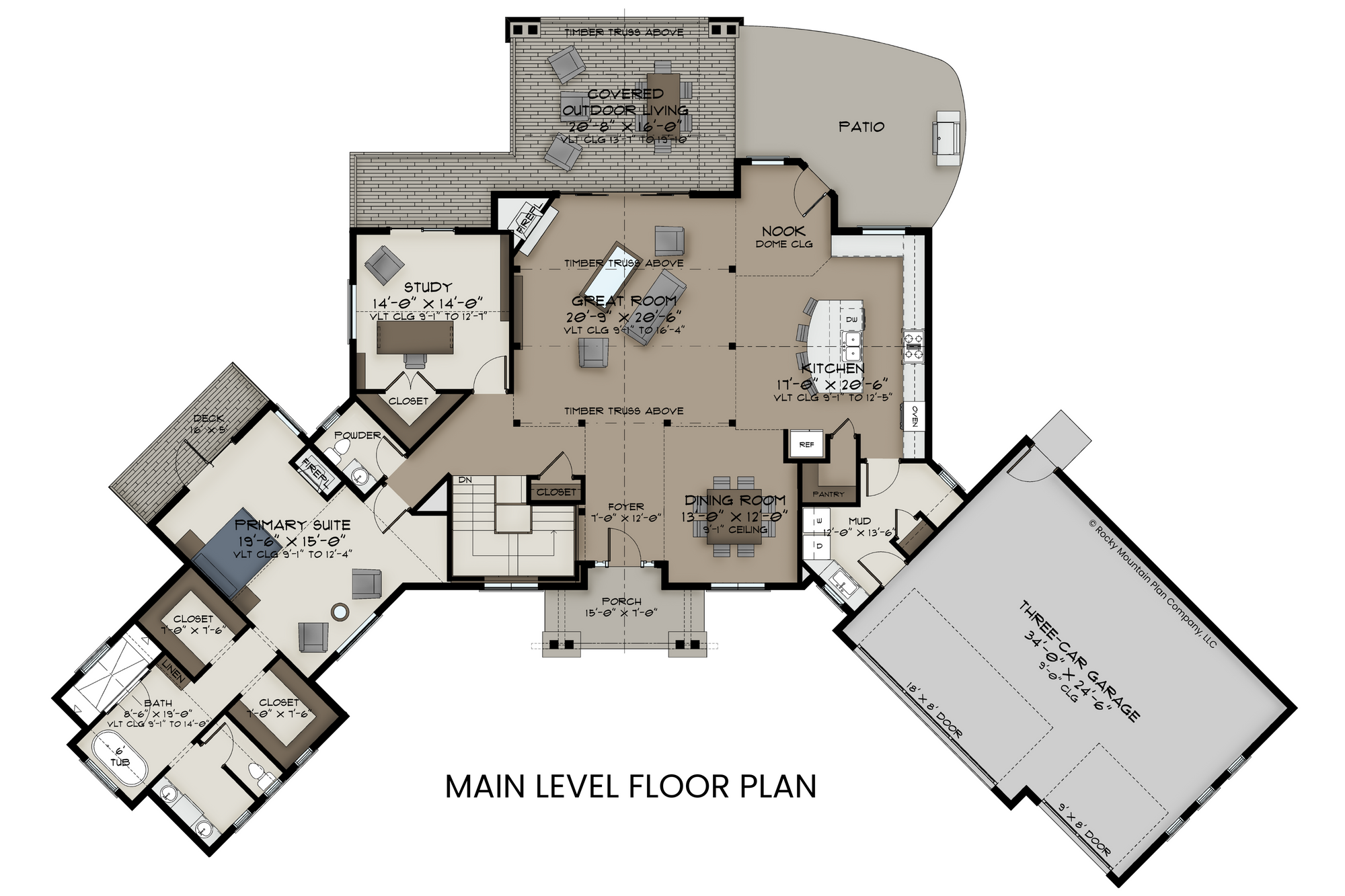 Mountain Lodge Hillside House Main Level Floor Plan