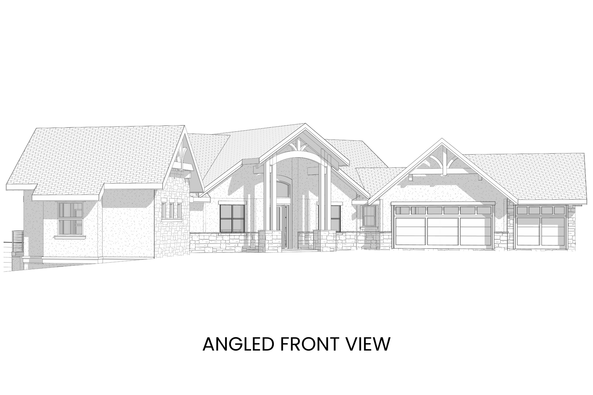 Mountain Lodge Hillside House Plan Front View