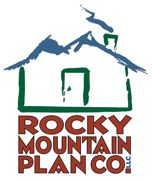 Logo of Rocky Mountain Plan Company with a house and mountain design.