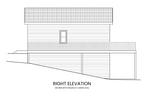 Right side elevation of Blue Vervain cabin-style home, featuring detailed rustic elements and window placements.