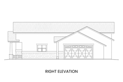 Right side elevation of Alice Lake showing the side-entry two-car garage and additional windows for natural light.