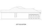 Left side elevation of Waterton Lake displaying the side-entry two-car garage and architectural accents of the European lodge style.