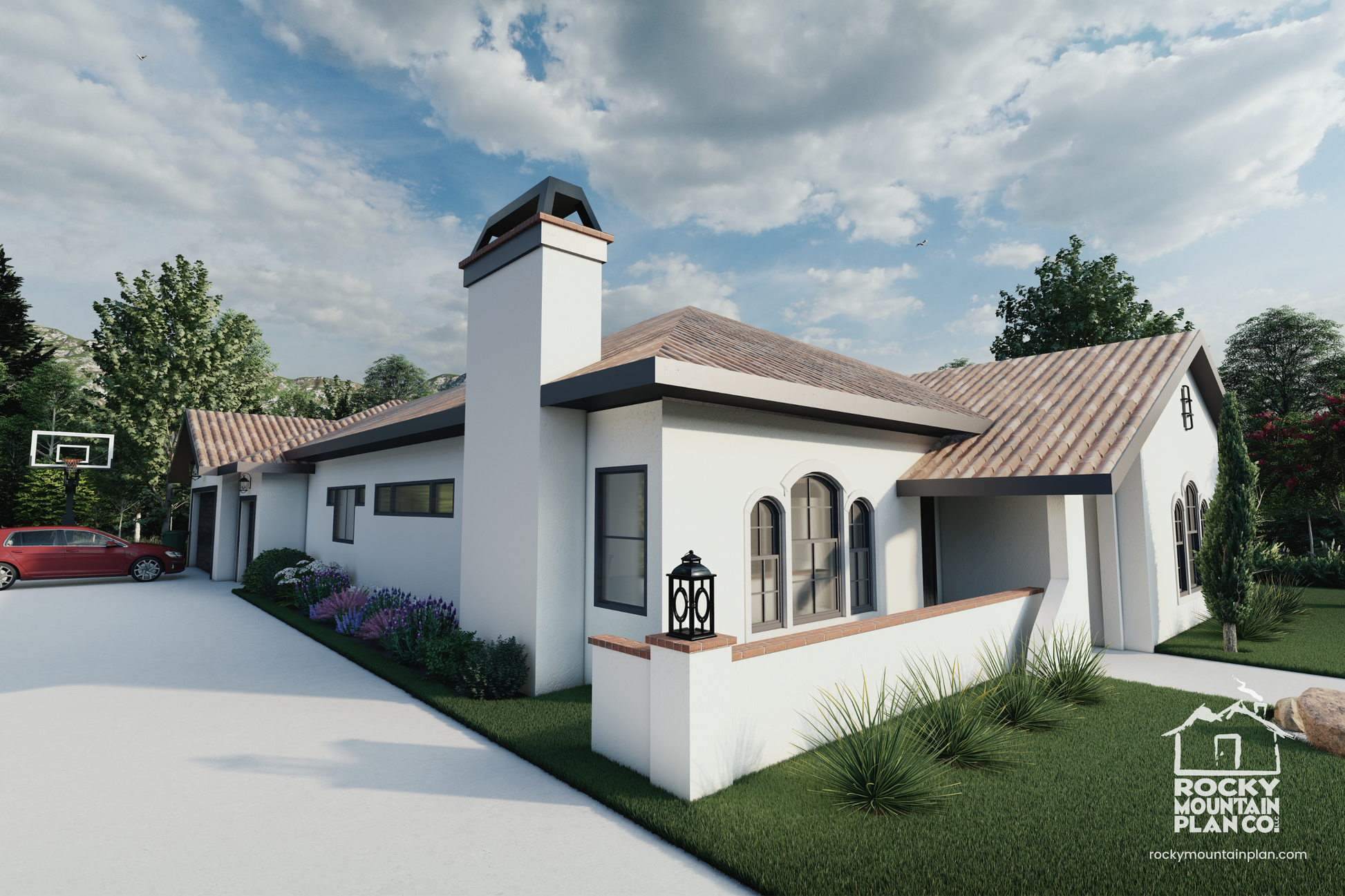 Spanish-Revival-Courtyard-Ranch-Plan-Left_View-Rocky-Mountain-Plan-Company-Coast-Redwood