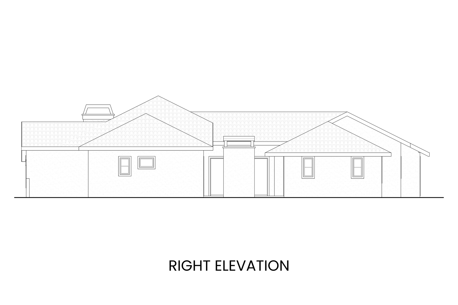 Spanish-Revival-Courtyard-Ranch-Plan-Right-Elevation-Rocky-Mountain-Plan-Company-Coast-Redwood