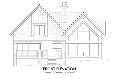 Front elevation of Alpine Sorrel showcasing the steep gabled roofs and traditional mountain-style facade.